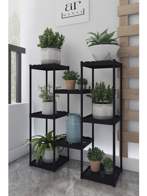 Armarks 8 Raflı Saksılık, Kış Bahçesi, Dekoratif Plastik Çiçek Saksılığı, Çiçek Saksı Standı