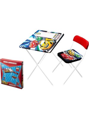Beren Oyuncak Şimşek  Arabalar Katlanabilir Çocuk Ders Çalışma Masası ve Sandalye
