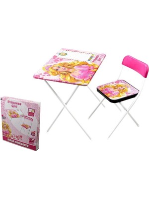 Beren Oyuncak Pirncess Gril  Katlanabilir Çocuk Ders Çalışma Masası ve Sandalye