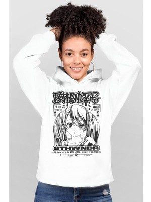 Rock&Roll Anime Kız Beyaz Kapüşonlu Kadın Sweatshirt