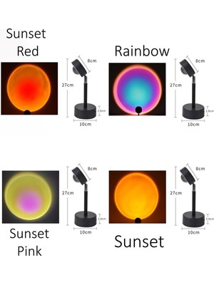 Pazariz Gün Batımı Projeksiyon Masa Lambası Romantik Fotoğraf Çekimi Aydınlatma Standlı USB LED Işık