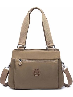 Smart Bags Kırinkıl Kumaş Kadın Omuz Çantası 2022-1125 Açık Kahve