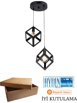 Aydın Homelight Küp 2'li Siyah Avize