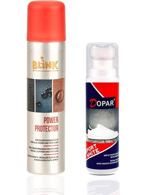 Dopar Spor Beyaz Deri ve Kumaş Ayakkabı Boyası 75 Ml. + Blink Su Itici Sprey Power Protector 250 ml