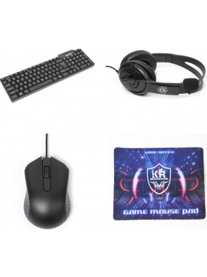 Pazariz K20 Oyuncu Gamer Seti Klavye + Mouse + Kulaklık + Mouse Pad 4in1 Set