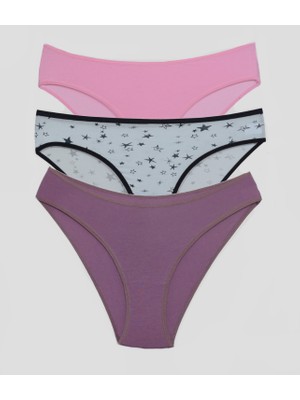 Asist Secret Magic ASM1105 Kadın 3 Lü Renkli Karışık Pamuklu Bikini Külot