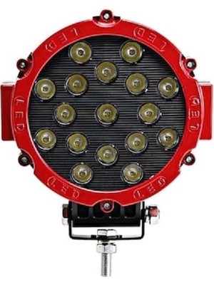 Oscar Beyaz LED Kırmızı Yuvarlak Off Road Sis Farı Çalışma Lambası 17 LED 10-30V 51W