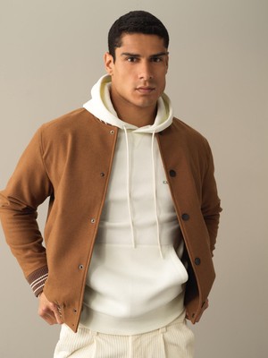 Xint Erkek Camel Regular Fit Çıtçıtlı Bomber Mont