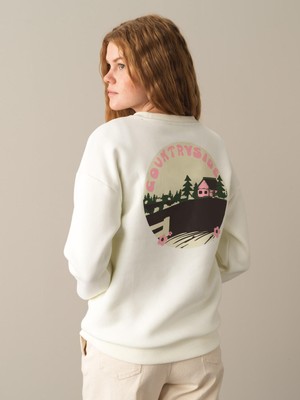 Pamuklu Oversize Arkası Baskılı Sweatshirt