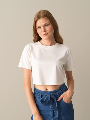 Xint Xint Bisiklet Yaka Regular Fit Modal Basic Crop