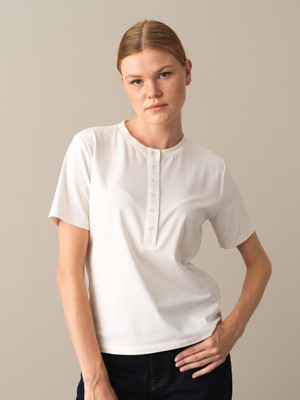 Xint Patlı Yaka Regular Fit Modal Basic T-Shirt