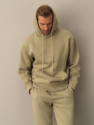 Xint Kapüşonlu Pamuklu Oversize Basic Sweatshirt