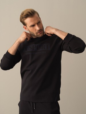 Xint Bisiklet Yaka Pamuklu Slim Fit Baskılı Sweatshirt