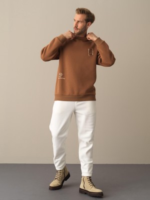 Xint Bisiklet Yaka Pamuklu Oversize Baskılı Sweatshirt