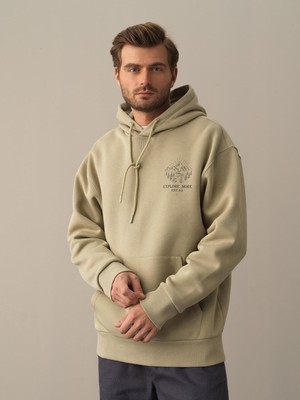 Xint Kapüşonlu Pamuklu Oversize Baskılı Sweatshirt