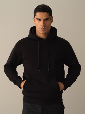 Kapüşonlu Pamuklu Oversize Basic Sweatshirt