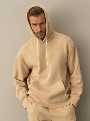 Xint Kapüşonlu Pamuklu Oversize Basic Sweatshirt