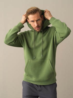 Xint Kapüşonlu Pamuklu Oversize Basic Sweatshirt