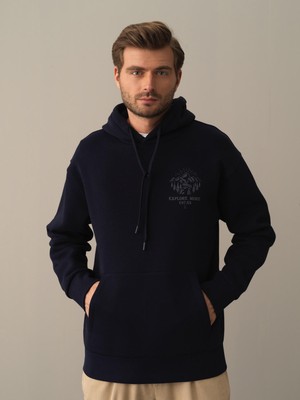 Xint Kapüşonlu Pamuklu Oversize Baskılı Sweatshirt