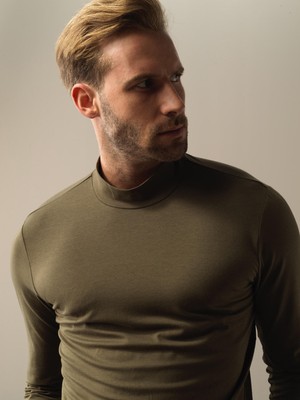 Xint Erkek Haki Modal Dokulu Slim Fit Tişört