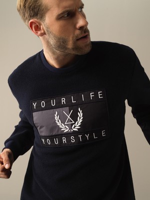 Xint Bisiklet Yaka Regular Fit Garni Detaylı Sweatshirt