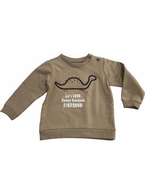 Divonette Sweatshirt Dinazor Nakışlı Bej