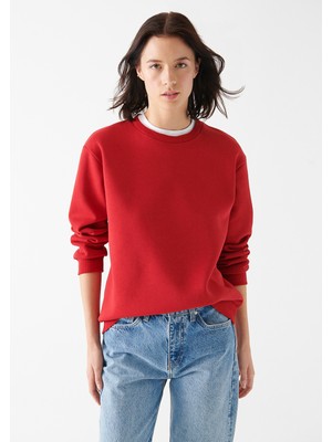 Kapüşonlu Kırmızı Sweatshirt