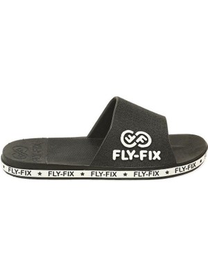 Fly-Fix Unisex Düz Topuklu Terlik Siyah Renk Kaymaz Taban Özelliği ile Rahat Kullanım