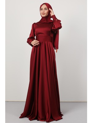 Giza Store Beli Pileli Saten Abiye Bordo