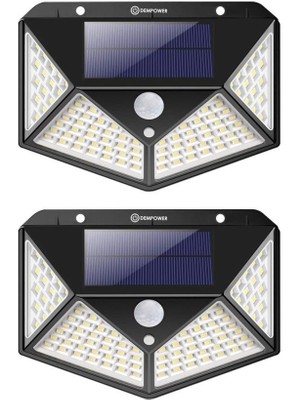 Dempower Dp-71 100 Ledli Hareket Sensörlü Güneş Enerjisiyle Çalışan Su Geçirmez Duvar Lambası 2 Adet
