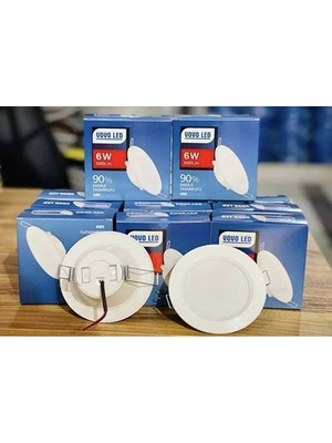 Vovo 5 Adet 6 Watt / 6W Led Spot Beyaz Kasa + Beyaz Işık ( Delik Çapı 7 cm )