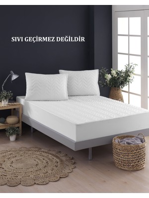 Vessino Home Kapitone Full Kenar Fitted %100 Pamuk Yatak Koruyucu Alez Penye Lastikli Çarşaf Yatak Koruyucu