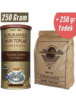 Nuri Toplar Türk Kahvesi Metal Kutu ve Günlük Taze Çekim Yedek 500 Gram