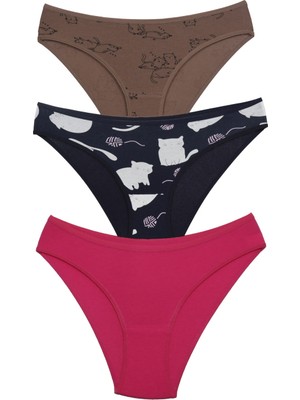 Asist Secret Magic ASM1111 Kadın 3 Lü Renkli Karışık Pamuklu Bikini Külot