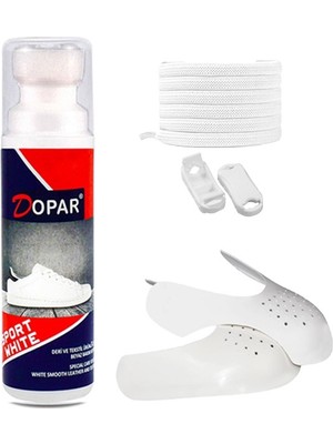 Starter Kit - Bez Deri Beyaz Spor Ayakkabı Boyası + Ayakkabı Kırışıklık Önleyici+ Tak Bırak Bağcık