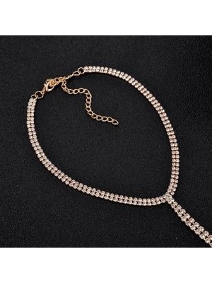 Mupte Jewelry Su Yolu Kare Zirkon Taşlı Kadın Gerdanlık Gold Kolye