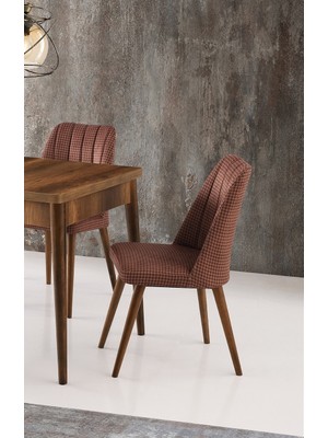 Levent Mobilya Kelebek Masa ve Lecce Sandalye Takımı, Kahve Kazayağı Ceviz, 130X80 cm