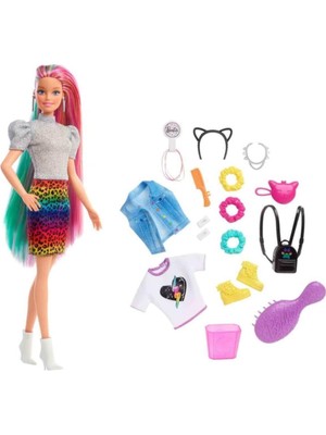 Barbie Leopar Desenli Saçlar Bebeği GRN81