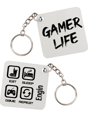 Biresimden Gamer Life Oyuncuya Isimli Kişiye Özel Anahtarlık