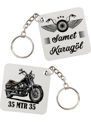 Biresimden Kişiye Özel Motorcuya Hediyelik Isim Plaka Baskılı Anahtarlık