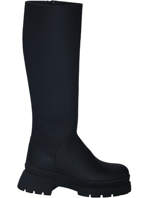 İzlife Siyah Kadın Kalın Topuk Çizme