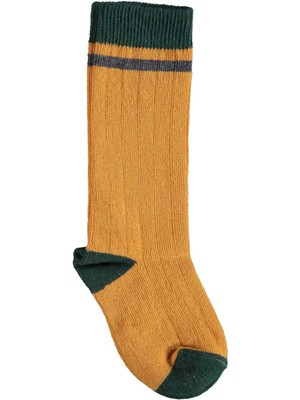 Bibaby Biorganic Çizgili Dizaltı Yaş Çorap 68431 Hardal