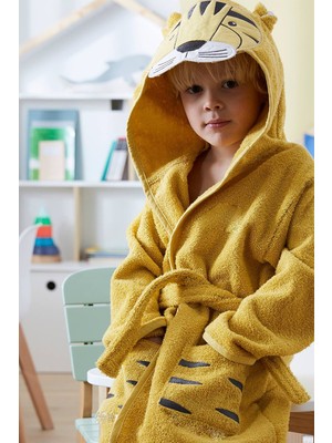 Teksmoda Kapşonlu Kız-Erkek Çocuk Bornozu Pamuklu