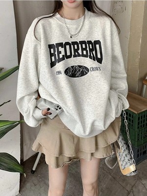 Trendseninle Kadın Beorbro Baskılı Oversize Sweatshirt