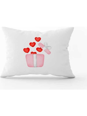 Cango Home Beyaz Kırmızı Modern Sevgililer Günü Temalı Dijital Baskılı Kırlent Kılıfı Cgh987-3550 Çift Tarafı Baskılı
