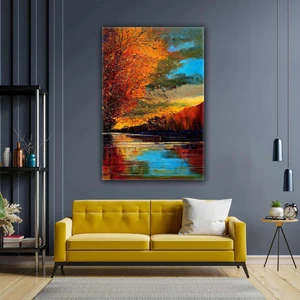 SML Tablo Soyut Göl Nehir Doğa Manzara Kanvas Tablo