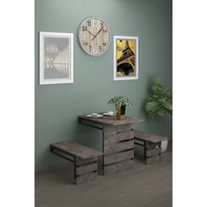 Buçağ Dekor Katlanabilir 2 Tabureli Yemek Masası Balkon Masası