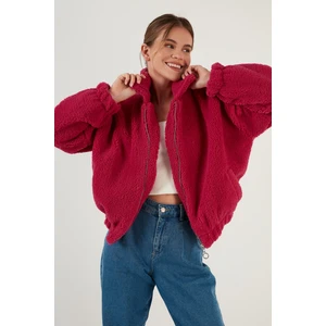 Oversize Fermuarlı Yumuşak Tüylü Kürk Mont Bayan Kürk 42190017