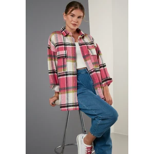 Ekoseli Oversize Çift Cepli Kışlık Oduncu Gömlek Bayan Gömlek 42190473