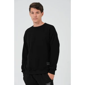 The Rule Erkek Siyah Oversize Fit Bisiklet Yaka Basic Içi Yumuşak Tüylü Sweatshirt RF0201